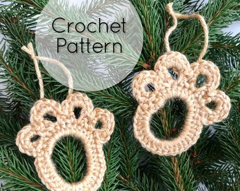 Paw Print Crochet Pattern | Paw Print Christmas Ornament | Easy Fast Pattern | Quick Gift | Dog Lover | Cat Lover | Crochet Applique