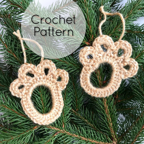 Paw Print Crochet Pattern | Paw Print Christmas Ornament | Easy Fast Pattern | Quick Gift | Dog Lover | Cat Lover | Crochet Applique