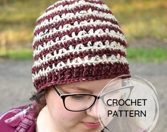 Great Hope Beanie | PDF CROCHET PATTERN | Striped Crochet Hat | Unisex Beanie | Digital Download | Crochet Chemo Cap | Cancer Challenge Hat