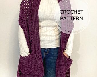 Grapevine Pocket Shawl Pattern | PDF CROCHET PATTERN | Large Shawl | Cozy Crochet Wrap | Digital Download | Pocket Shawl | Pocket Scarf