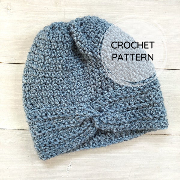 Turban Style Beanie | PDF CROCHET PATTERN | Simple Crochet Hat | Easy Crochet Pattern | Digital | Elegant & Classy | Toddler, Child, Adult