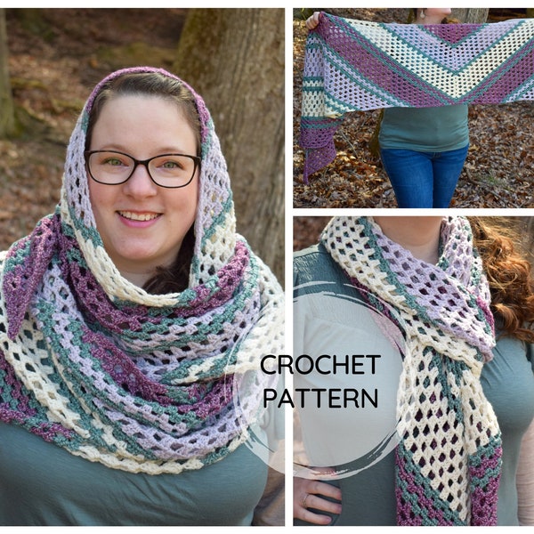 Crochet Granny Stitch Shawl | PDF CROCHET PATTERN | Rectangle Wrap | Easy Crochet Shawl | Elegant & Classy Wrap | Lacy Spring Summer Shawl