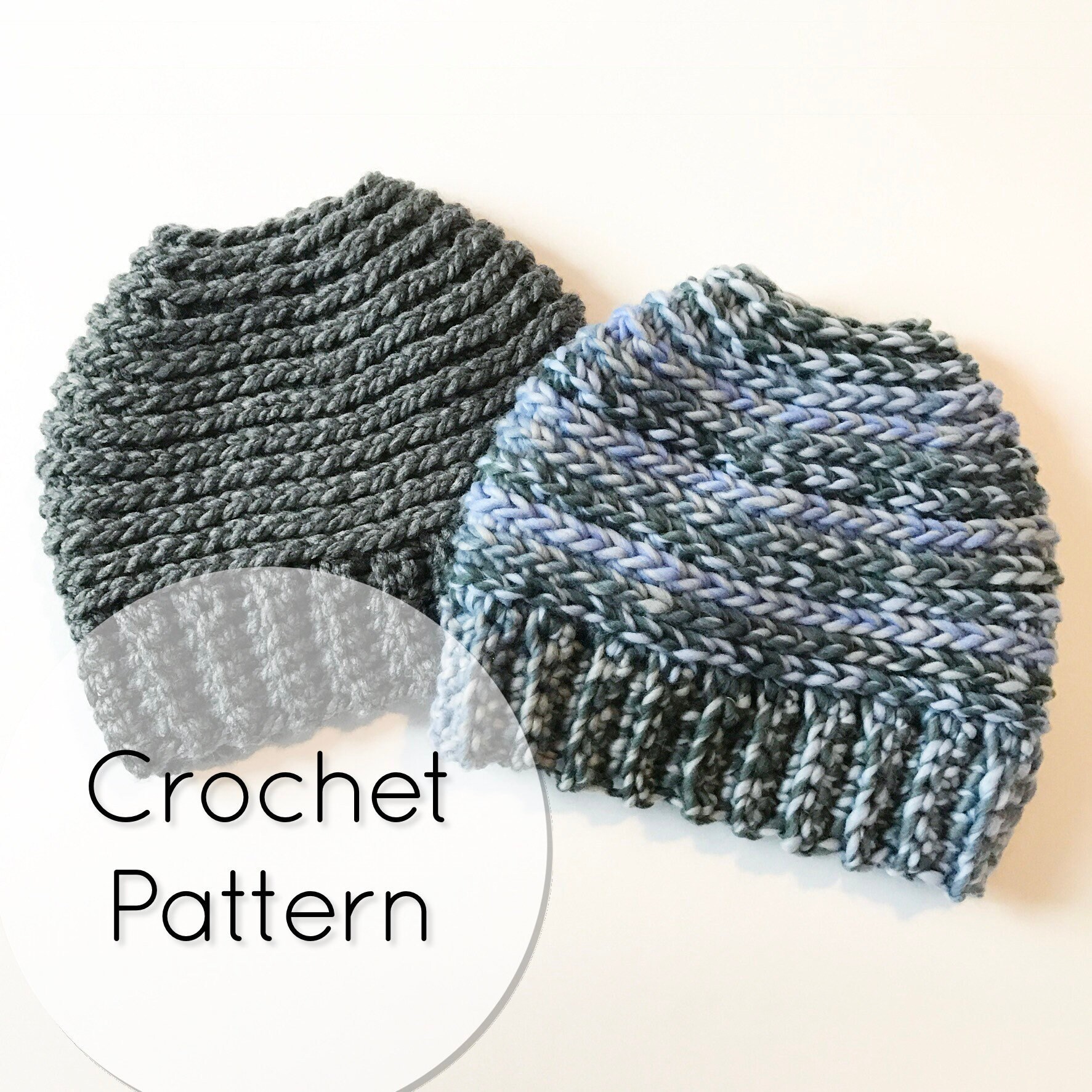 Messy Bun Ponytail Hat Pattern | PDF CROCHET PATTERN | Chunky Winter ...