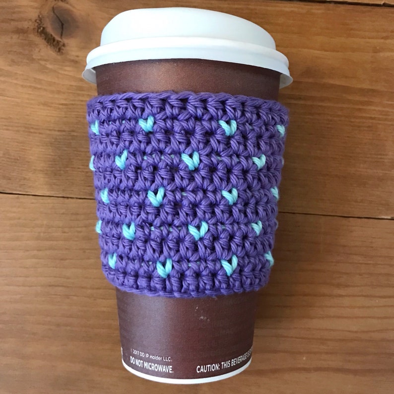 Tiny Hearts Cup Cozy Pattern PDF CROCHET PATTERN Heart Cozy Coffee Sleeve Reusable Gift Tapestry Crochet Mini Crochet Hearts image 9