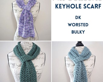 All Seasons Keyhole Scarf | PDF CROCHET PATTERN | Neckwarmer | Easy Crochet Scarf | Digital Download | Dk Worsted Bulky Yarn