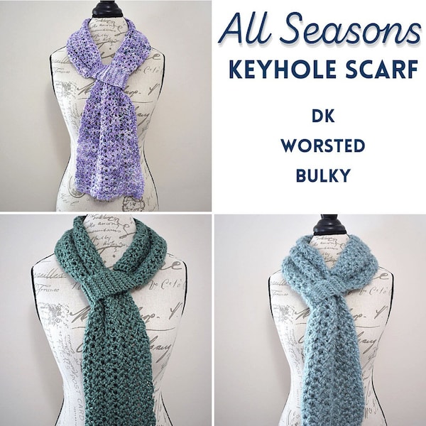 All Seasons Keyhole Scarf | PDF CROCHET PATTERN | Neckwarmer | Easy Crochet Scarf | Digital Download | Dk Worsted Bulky Yarn