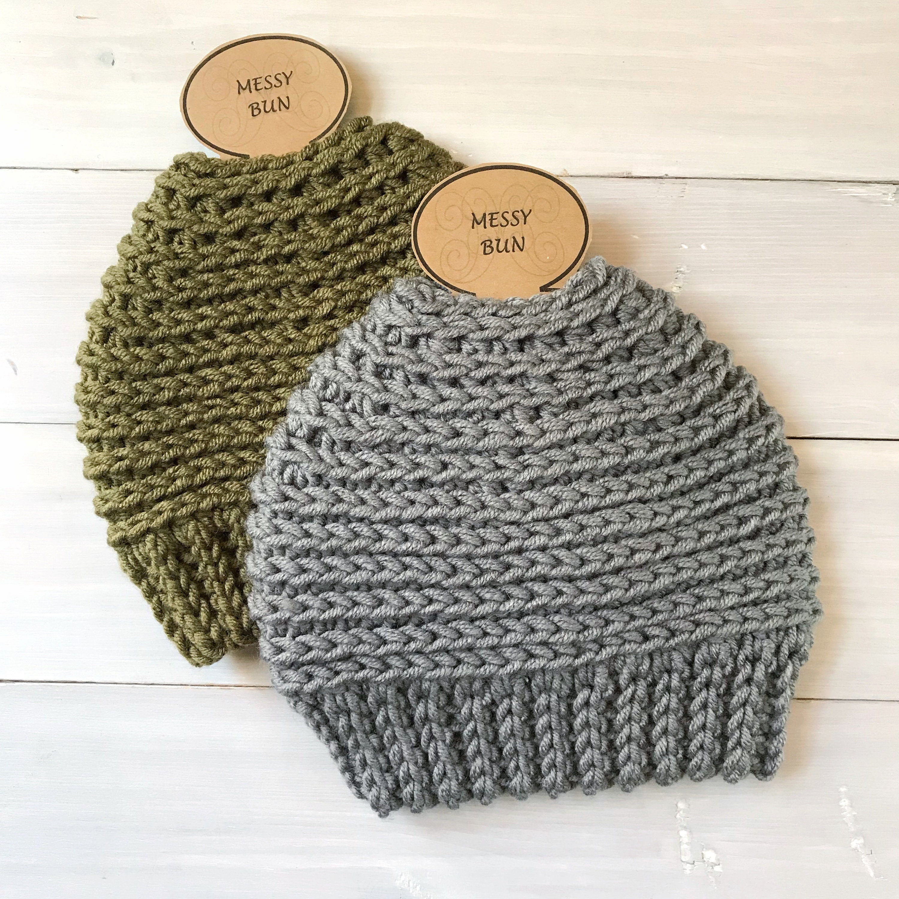 Messy Bun Ponytail Hat Pattern | PDF CROCHET PATTERN | Chunky Winter ...