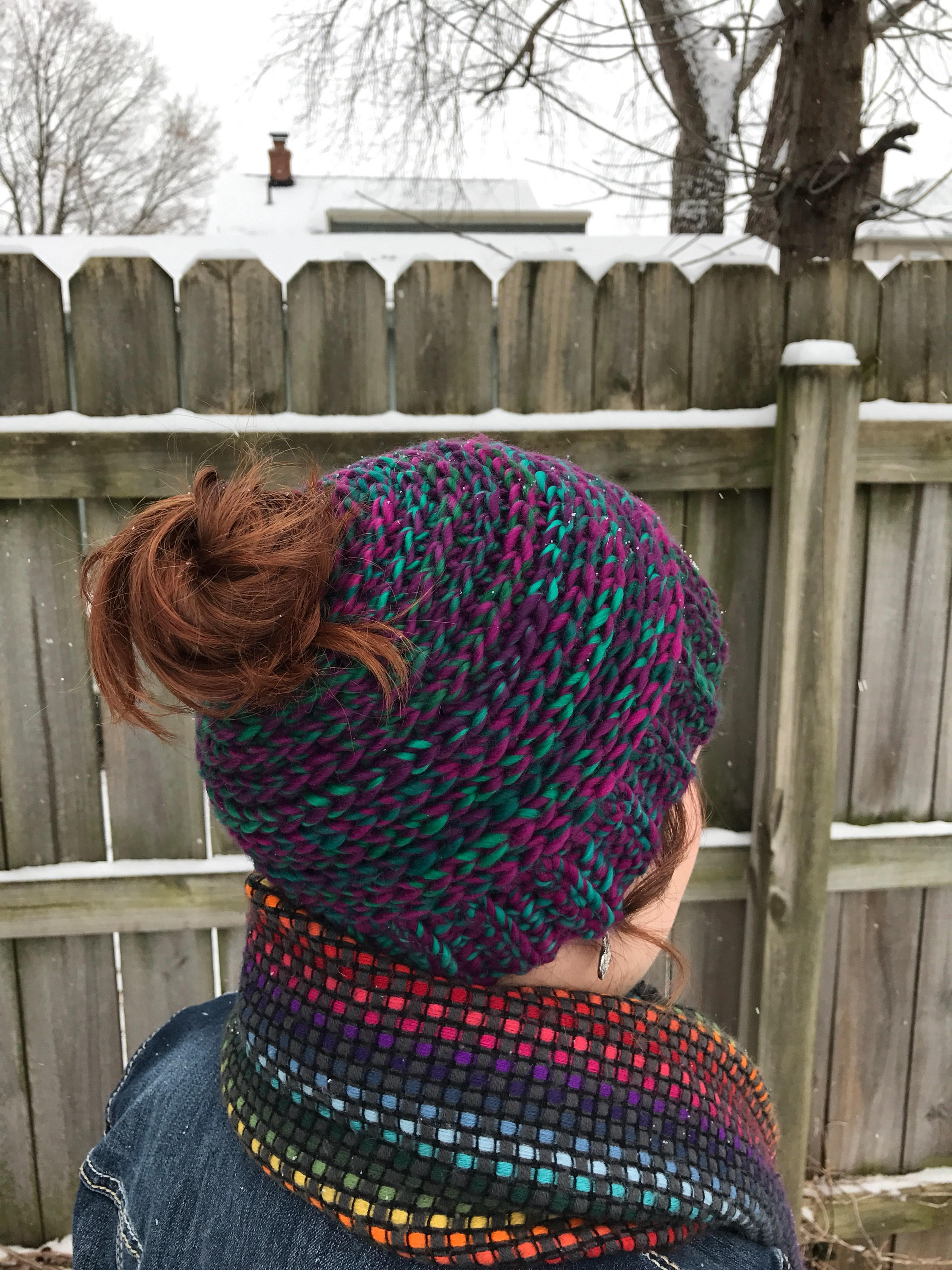 Messy Bun Ponytail Hat Pattern | PDF CROCHET PATTERN | Chunky Winter ...