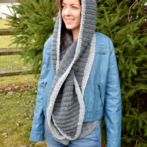 Hooded Keyhole Scarf PDF CROCHET PATTERN Pull Through Scarf Texture Crochet Snood Scarf Easy Crochet Pattern Lion Brand Yarn image 6