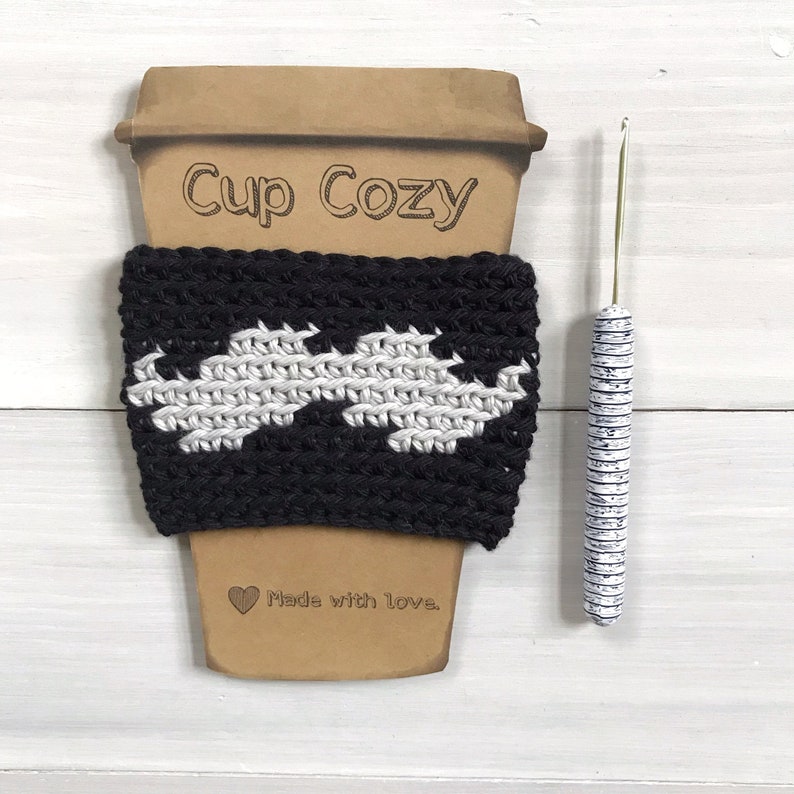 Crochet Mustache Cup Cozy CROCHET PATTERN Reusable Coffee Sleeve Father's Day Gift Tapestry Crochet Crochet Colorwork Gift for Him image 4