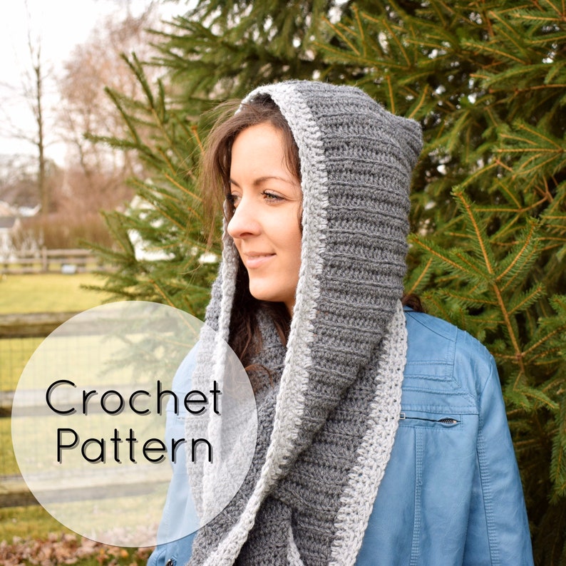 Hooded Keyhole Scarf PDF CROCHET PATTERN Pull Through Scarf Texture Crochet Snood Scarf Easy Crochet Pattern Lion Brand Yarn image 1