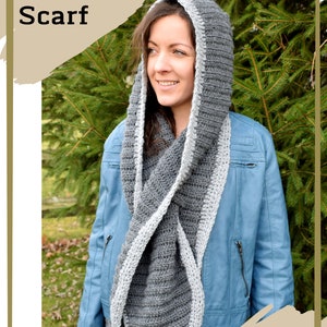 Hooded Keyhole Scarf PDF CROCHET PATTERN Pull Through Scarf Texture Crochet Snood Scarf Easy Crochet Pattern Lion Brand Yarn image 5