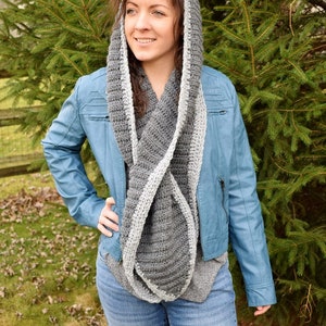 Hooded Keyhole Scarf PDF CROCHET PATTERN Pull Through Scarf Texture Crochet Snood Scarf Easy Crochet Pattern Lion Brand Yarn image 2