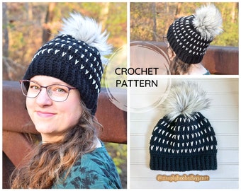 Crochet Spike Stitch Beanie | PDF CROCHET PATTERN | Crochet Hat | Crochet Hat in Child and Adult Sizes | Crochet Striped Hat Pattern