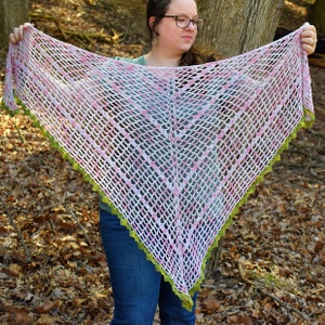 Lace Summer Shawl Crochet Pattern Summer Triangle Shawl Lightweight Mesh Crochet Shawl Cotton Candy Sky Shawl Lacy Crochet Wrap image 4