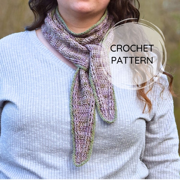 Crochet Skinny Scarf Pattern | PDF CROCHET PATTERN | Crochet Tie Neck Scarf | Simple Pointed End Scarf | Lightweight Crochet Scarf