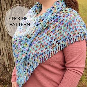Beaded Fringe Shawl | PDF CROCHET PATTERN | Lacy Crochet Shawl | Easy Pattern | Digital Download | Elegant & Classy | Triangle Shawl