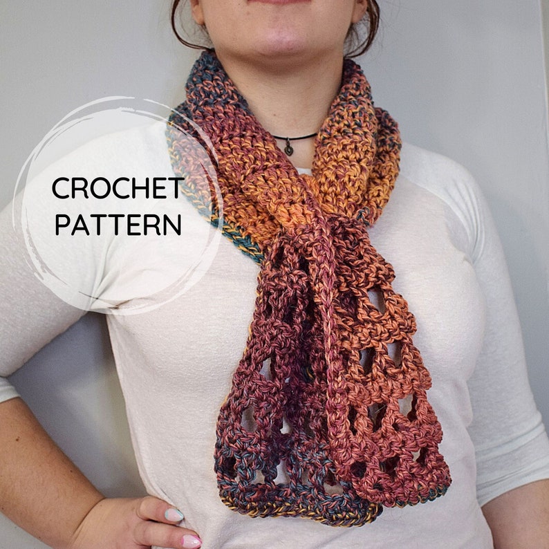 Brushstrokes Keyhole Scarf PDF CROCHET PATTERN Crochet Neck Warmer Easy Crochet Pattern Adult Scarf Y Stitch Scarf image 1