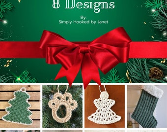Crochet Christmas Pattern Bundle| PDF CROCHET PATTERN | Christmas Pattern Ebook | Digital Download | Crochet Stocking, Tree Skirt, Ornaments