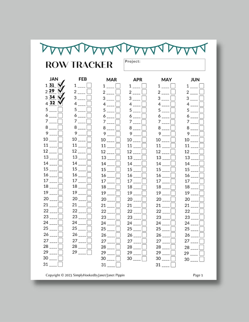 Row Time Tracker Temperature Blanket Row Tracker | Crochet Knit Project Row Counter ...