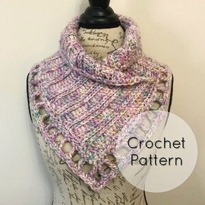 Handwritten Cowl PDF CROCHET PATTERN Neck Warmer Cozy Texture Rectangle Crochet Ribbed Cowl Elegant Cowl Bulky Weight Yarn image 2