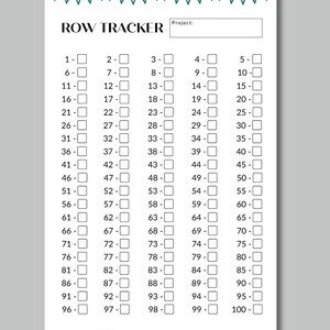 Row Time Tracker Standard Row Tracker | Crochet Knit Project Row Counter | Printable Row ...