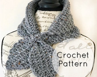 Crochet Bow Neck Warmer Cowl Pattern with Keyhole Design