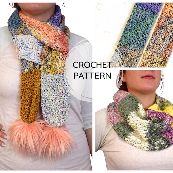 Eternal Dawn Advent Scarf & Cowl | CROCHET PATTERN | Textured Scarf | Easy Pattern | Digital Download | Crochet Tube Scarf | DK Weight Cowl