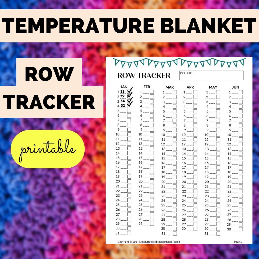 Row Time Tracker Temperature Blanket Row Tracker | Crochet Knit Project Row Counter ...