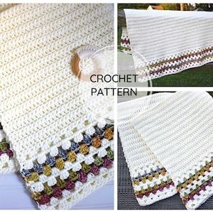 Crochet Granny Stitch Blanket | PDF CROCHET PATTERN | Easy Crochet Baby Blanket Simple Granny Stitch Throw Afghan | Granny Stripe Pattern