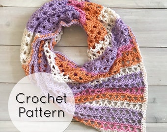 Premier Shawl Crochet Pattern | PDF CROCHET PATTERN | Easy Triangle Scarf | Digital Download | Easy Crochet Pattern | Lace Triangle Shawl
