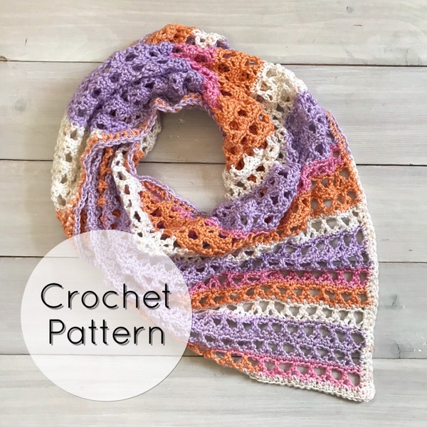 Premier Shawl Crochet Pattern | PDF CROCHET PATTERN | Easy Triangle Scarf | Digital Download | Easy Crochet Pattern | Lace Triangle Shawl