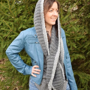 Hooded Keyhole Scarf PDF CROCHET PATTERN Pull Through Scarf Texture Crochet Snood Scarf Easy Crochet Pattern Lion Brand Yarn image 3