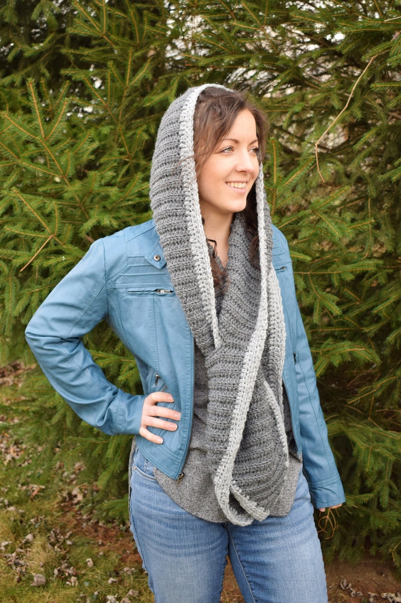 Hooded Keyhole Scarf PDF CROCHET PATTERN Pull Through Scarf Texture Crochet Snood Scarf Easy Crochet Pattern Lion Brand Yarn image 3