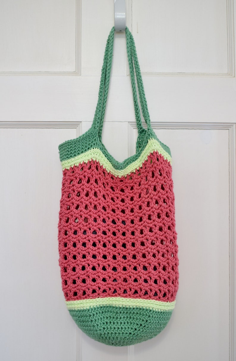 Watermelon Market Bag PDF CROCHET PATTERN Farmers Market Bag Digital Download Summer Tote Water Bottle Sling Summer Crochet image 3