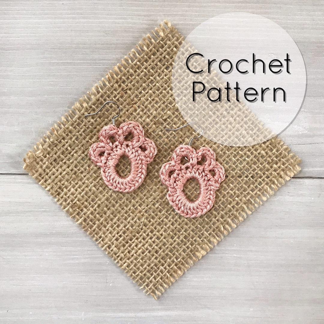 Paw Print Earrings | Easy Fast Pattern | Quick Crochet Gift | Dog Lover ...