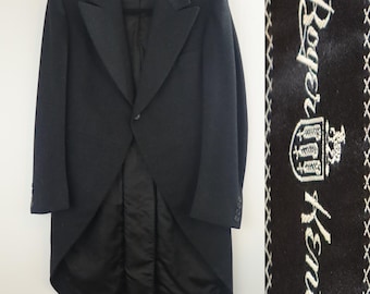 36S MINT Vintage 1942 WWII Roger Kent Wool Tailcoat | Ivy League | Edwardian Lambs Wool Jacket Overcoat