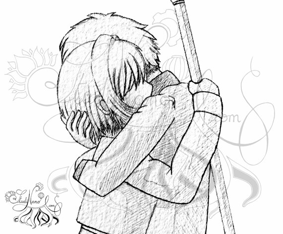 Coloriage Sakura X Syaoran Line Art Illustration Dessin Original à Colorier