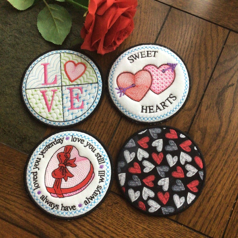 Set of 4 Valentine\u2019s Day Coasters
