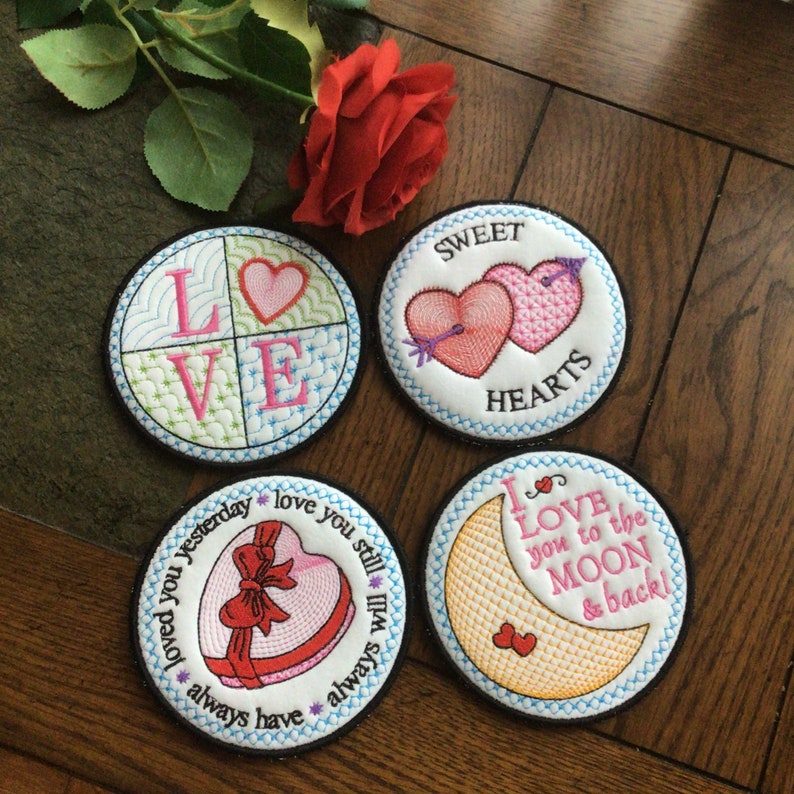 Set of 4 Valentine\u2019s Day Coasters