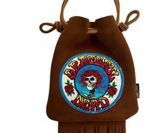 Pochette à franges en cuir suédé beurre de cacahuète Grateful Dead Bertha LoopyQ, sac banane, sacoche