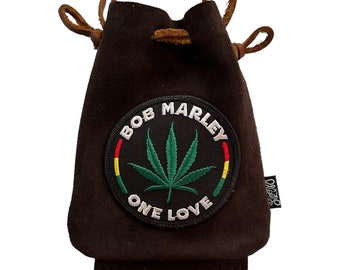 Pochette à franges en daim chocolat noir Bob Marley LoopyQ, sac banane, sac de festival à bandoulière