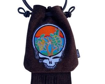 Pochette à franges LoopyQ Grateful Dead, chocolat noir orange Terrapin Stealie