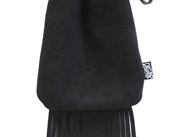 Pochette Loopyq classique en daim noir réglisse, trousse à pharmacie, sac banane, pochette à tabac