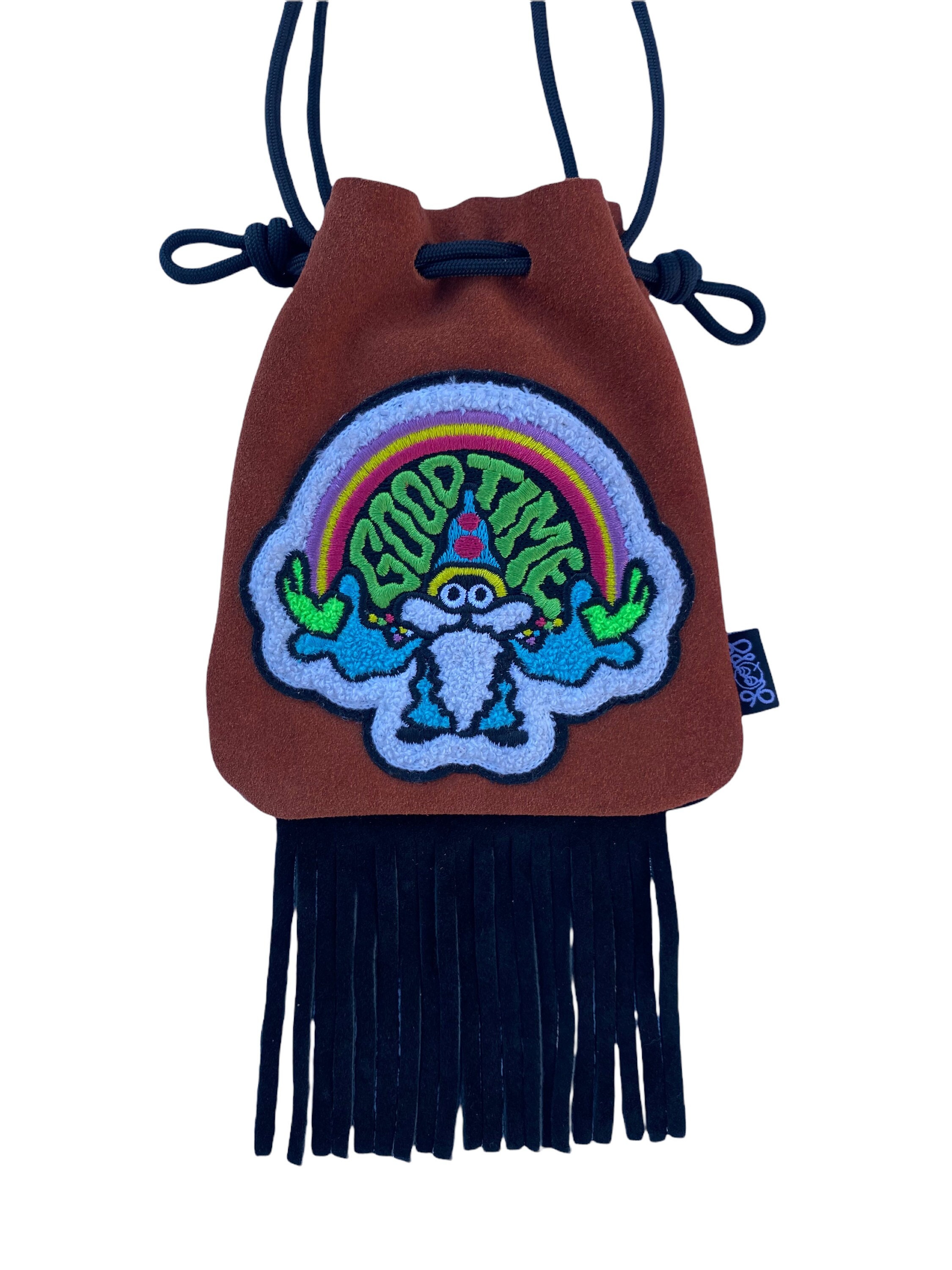 LoopyQ Good Time Cinnamon + Black Hybrid  Suede Fringe Cinnamon Pouch
