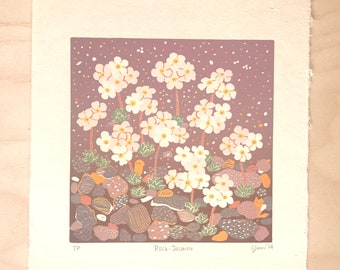 Original Woodcut "Rock-Jasmine"