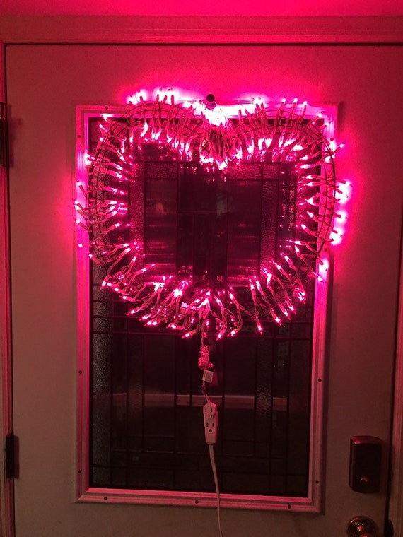 24 Inch Heart Shaped Outdoor Lights Pink 140