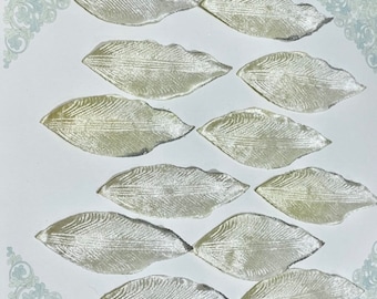 Ensemble de 12 feuilles de velours blanc ivoire, feuilles artificielles, embellissements floraux, fournitures d’artisanat, feuilles d’artisanat, chapellerie