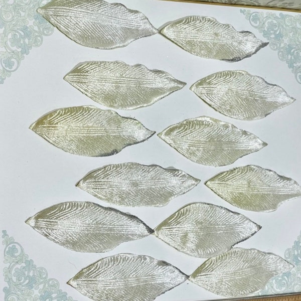 Set of 12 Ivory White Velvet Leaves, Artificial Leaves, Floral Embellishments, Craft Supplies, Craft Leaves, Millinery