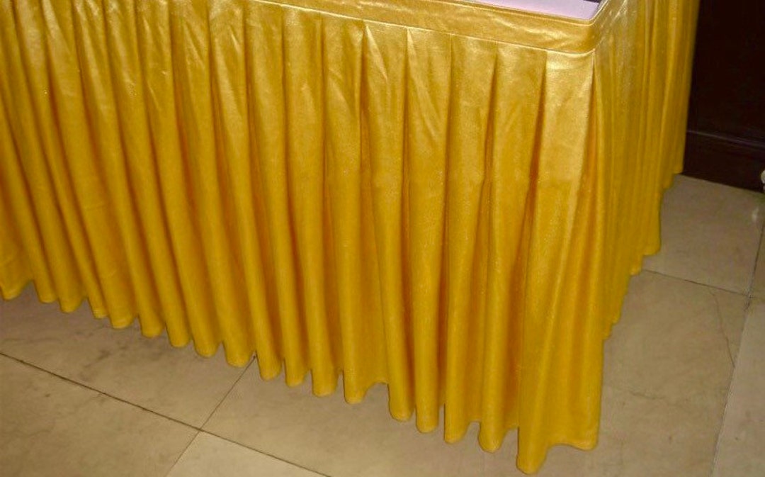 One Bright Gold Table Skirt, Party Table Skirt, Table Skirting